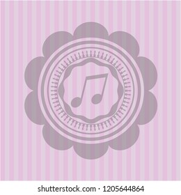 musical note icon inside pink icon or emblem