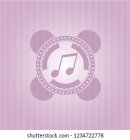 musical note icon inside pink icon or emblem