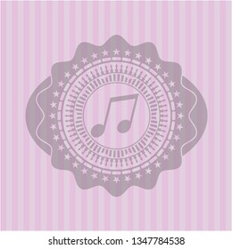 musical note icon inside realistic pink emblem