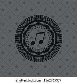 musical note icon inside realistic dark emblem