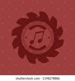 musical note icon inside red emblem