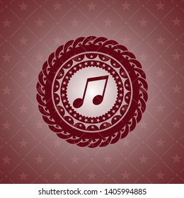 musical note icon inside red emblem