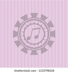 musical note icon inside retro pink emblem