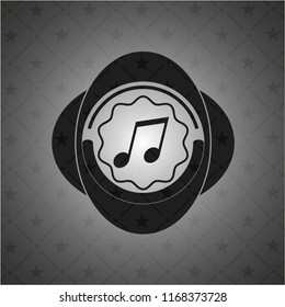 musical note icon inside retro style black emblem