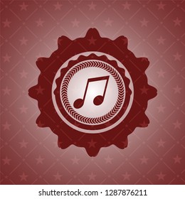 musical note icon inside retro red emblem