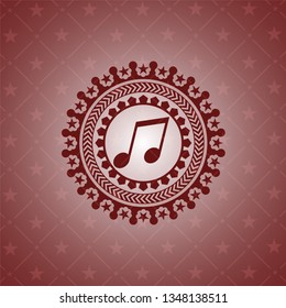 musical note icon inside retro red emblem