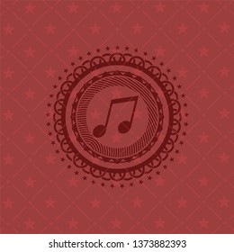 musical note icon inside retro style red emblem