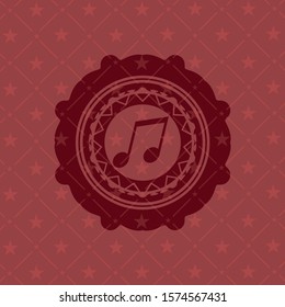 musical note icon inside retro red emblem