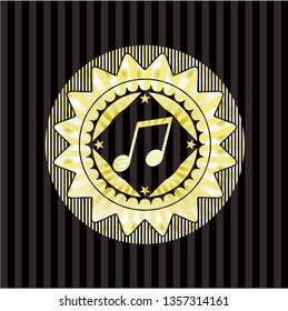musical note icon inside shiny emblem