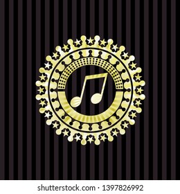 musical note icon inside shiny emblem