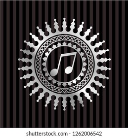 musical note icon inside silver badge