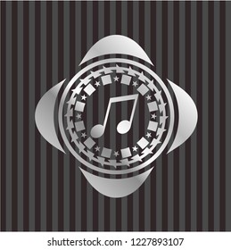musical note icon inside silvery shiny badge