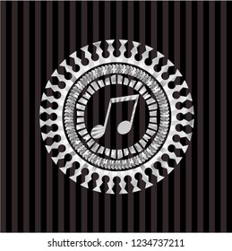 musical note icon inside silvery shiny badge