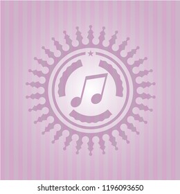 musical note icon inside vintage pink emblem