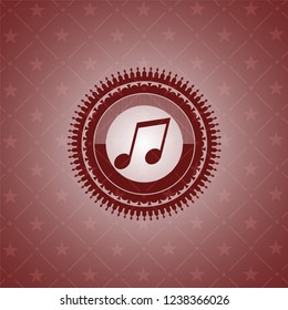 musical note icon inside vintage red emblem
