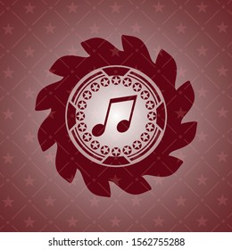 musical note icon inside vintage red emblem