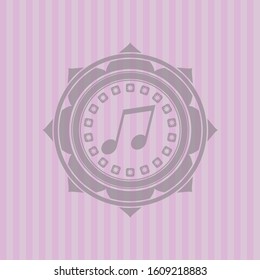 musical note icon inside vintage pink emblem