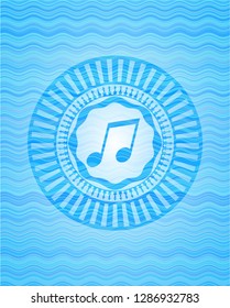 musical note icon inside water emblem.