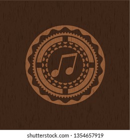 musical note icon inside wood signboards