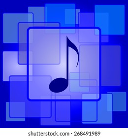 Musical note icon. Internet button on abstract background. 