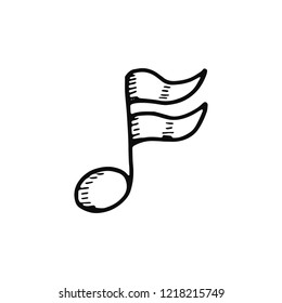 musical note icon. isolated object sketch black on white background.