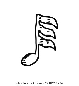 musical note icon. isolated object sketch black on white background.