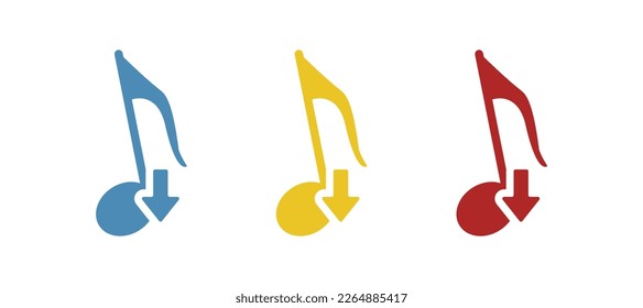 musical note icon, melody decline concept, vector illustration