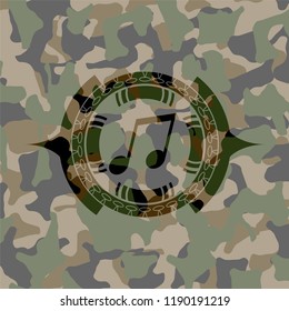 musical note icon on camo pattern