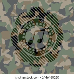 musical note icon on camo texture