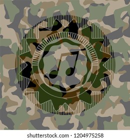 musical note icon on camouflaged texture