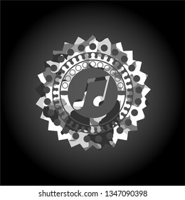 musical note icon on grey camouflaged pattern