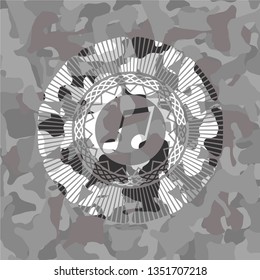 musical note icon on grey camo texture