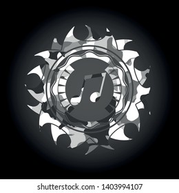 musical note icon on grey camo texture