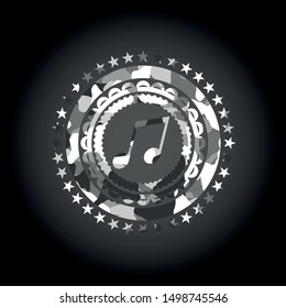 musical note icon on grey camouflaged pattern
