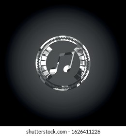 musical note icon on grey camouflaged texture