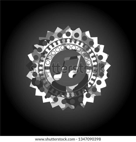 musical note icon on grey camouflaged pattern