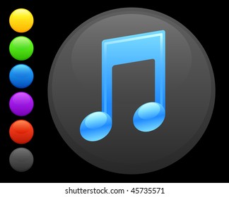 musical note icon on round internet button original vector illustration 6 color versions included