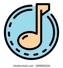 Musical note icon. Outline musical note vector icon color flat isolated