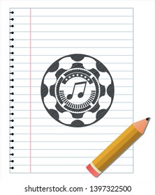 musical note icon with pencil strokes. Vector Illustration. Detailed.