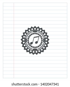 musical note icon with pencil strokes. Vector Illustration. Detailed.
