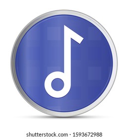 Musical note icon prime blue round button illustration design silver vector border metal frame push button isolated on white background
