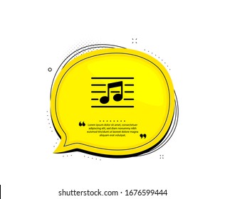 Musical note icon. Quote speech bubble. Music sign. Quotation marks. Classic musical note icon. Vector