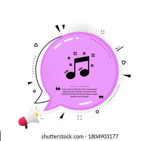Musical note icon. Quote speech bubble. Music sign. Quotation marks. Classic musical note icon. Vector