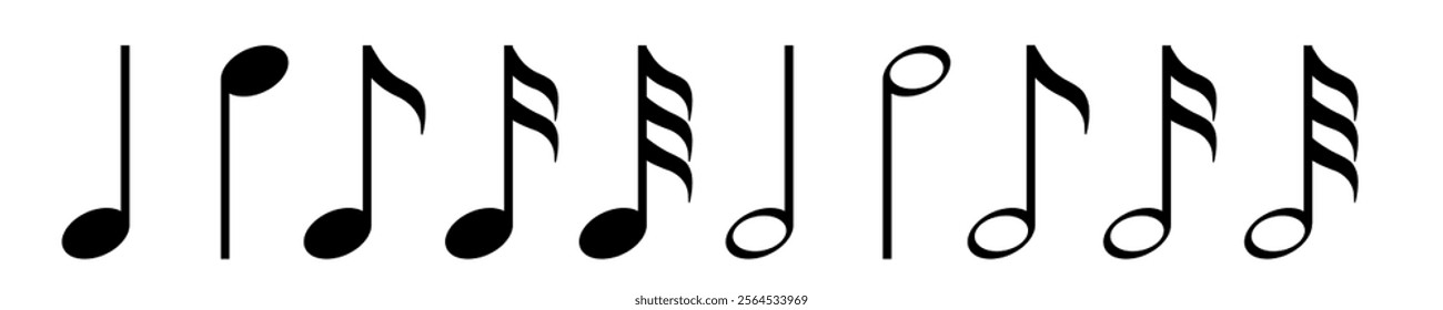 Musical note icon set. Note icons