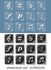 Musical note icon set suitable for music events such as concerts