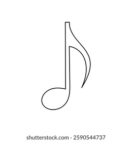 Musical note icon. A simple drawing of a musical note in a minimalist and abstract style. Vector illustration. 