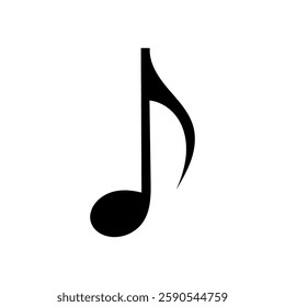 Musical note icon. A simple drawing of a musical note in a minimalist and abstract style. Vector illustration. 