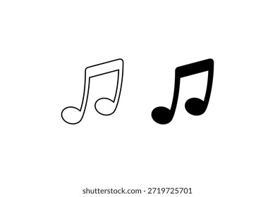 ícone de nota musical sólido e contorno