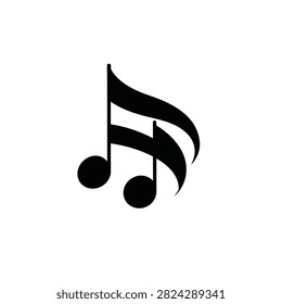 Musical note icon vector, beamed sixteenth notes symbol for song and audio illustration