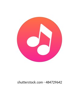 Musical note icon vector, clip art. Also useful as logo, circle app icon, web UI element, symbol, graphic image, sign, silhouette and illustration.